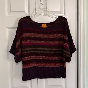 Ruby Road Women's Purple Reds Jumper Short Sleeve Sweater Sz Large